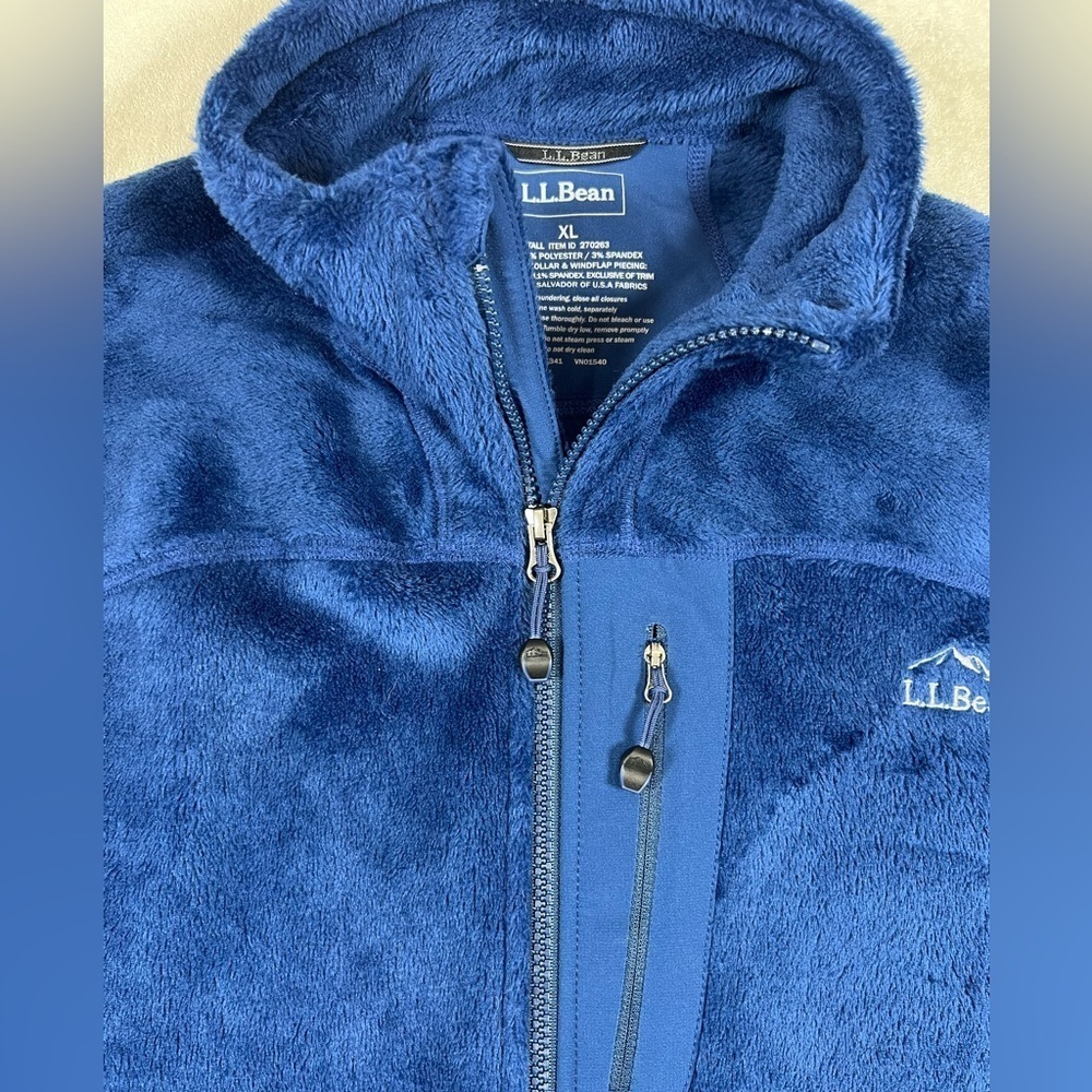 Men’s XL L.L. Bean Blue Sherpa Synchilla Fleece Full Zip Jacket EUC C25 - Picture 7 of 11